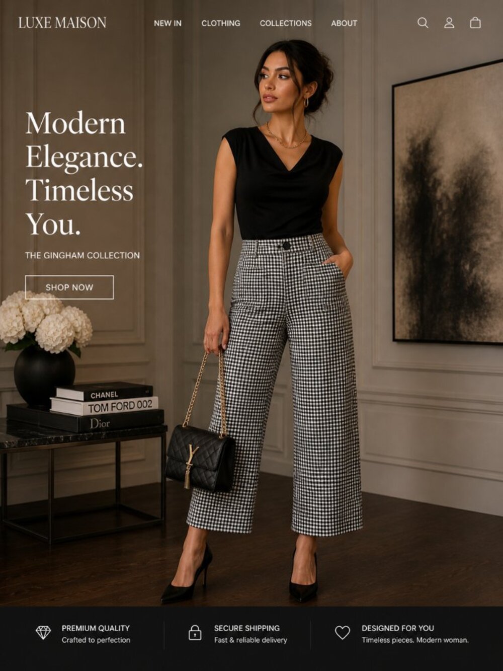 CPK81 Check Black and White Capri Pants Designer